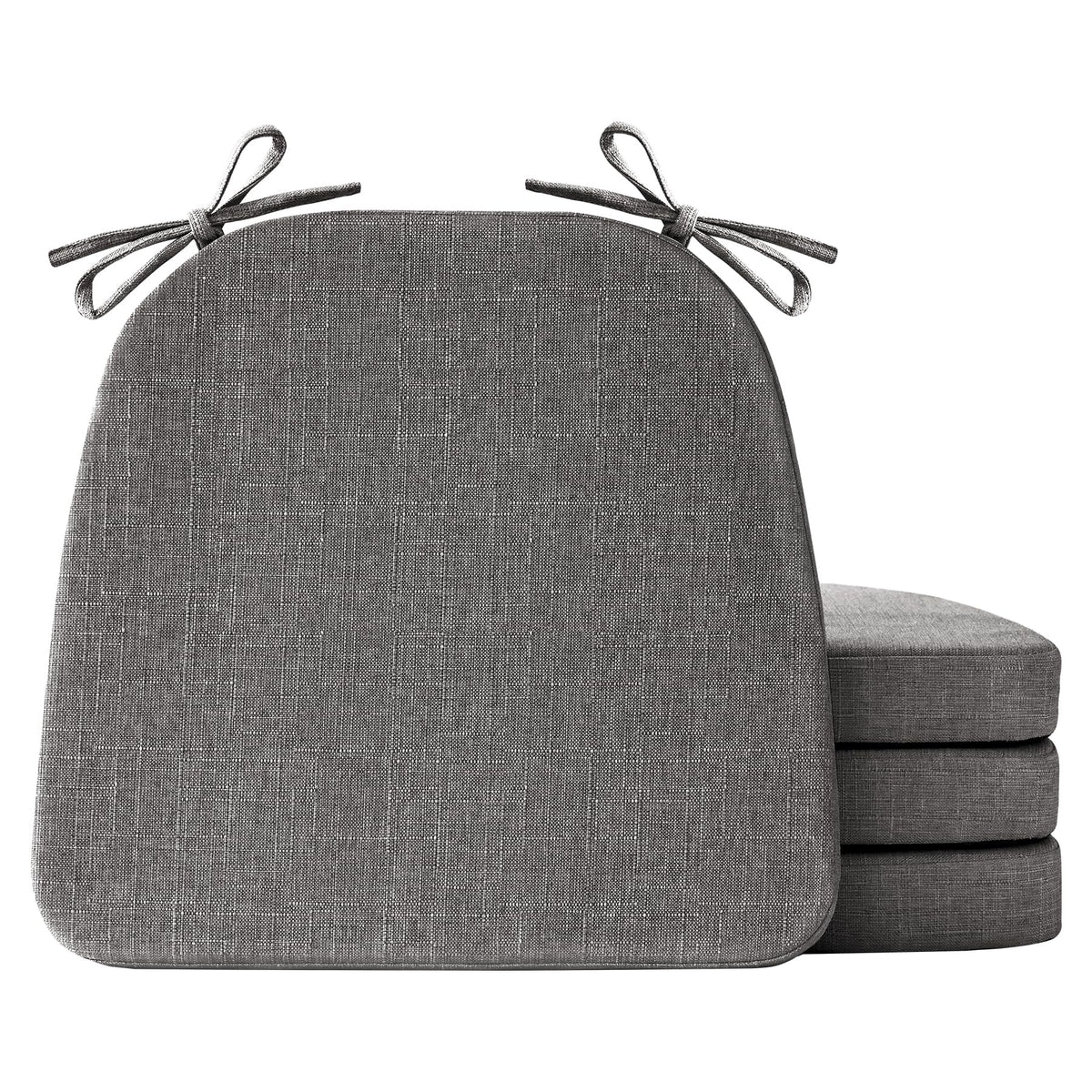 IASEAHK Chair Cushions for Dining Chairs Set of 4, Non Slip Kitchen Chair Pads, 17" x 16" x 2", Indoor Dining Chair Cushions with Ties, D-Shaped Seat Cushions for Kitchen Chairs, Beige