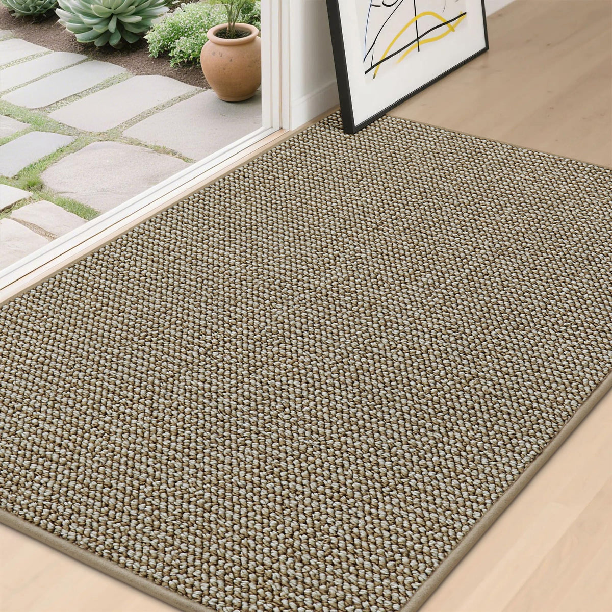 BEQHAUSE Dirt Trapper Door Mat 24" x 36", Non-Slip Washable Doormats, Beige