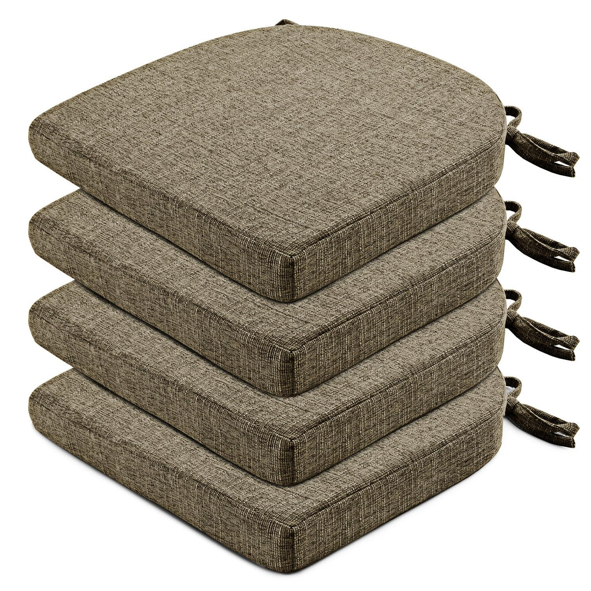 Wellsin Chair Cushions for Dining Chairs 6 Pack - Kitchen Chair Cushions with Ties and Non-Slip Backing - Dining Chair Pads 16"X16"X2", Dark Gray