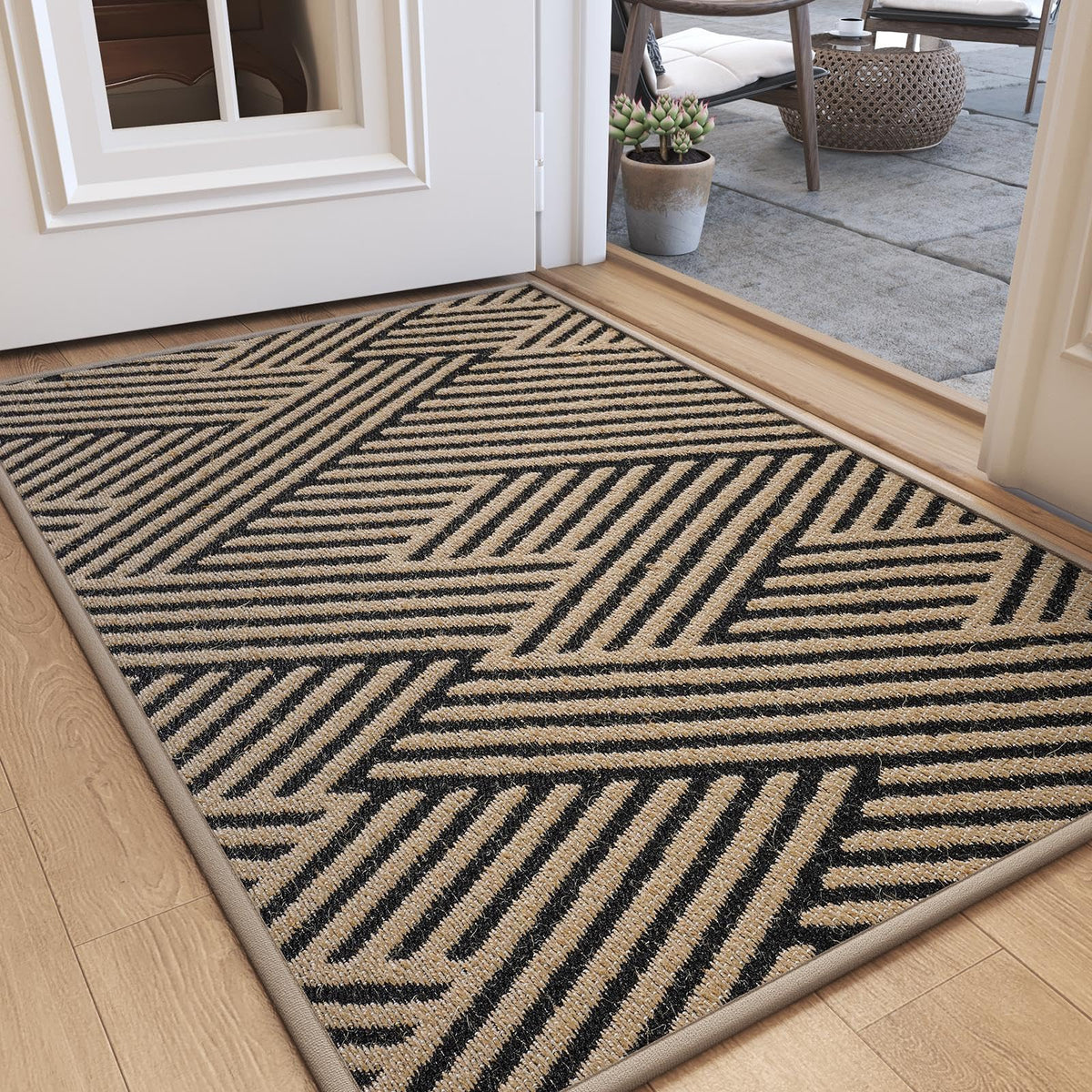 Front Door Mat Indoor Outside Entrance Non-Slip Mats Brown 17"x30"