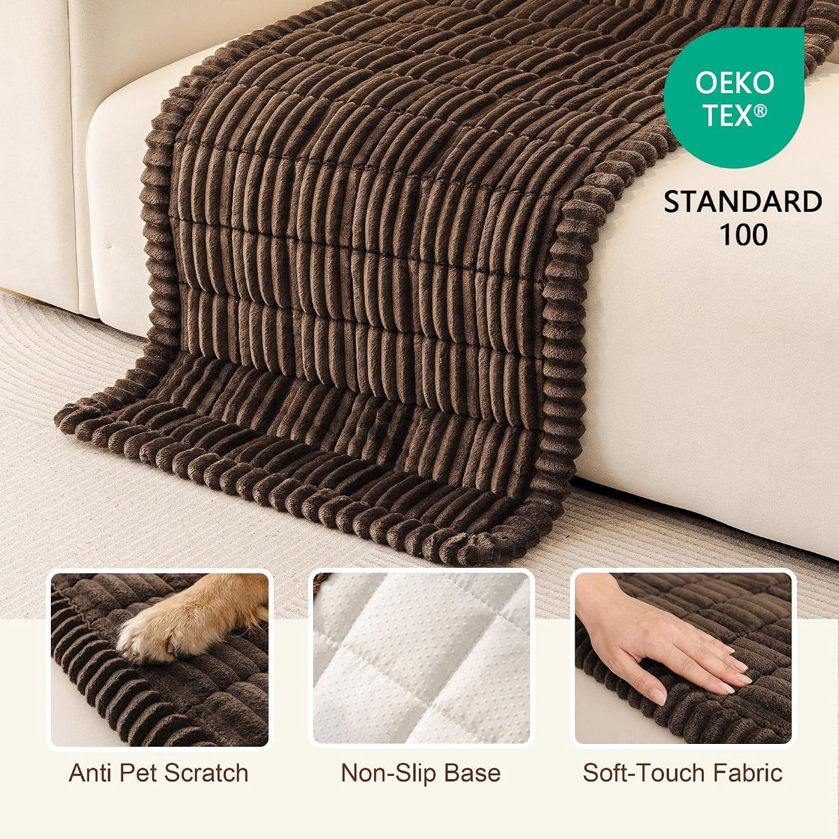 MEETSKY Couch Cover for Dogs, Washable Sofa Covers for 3 Cushion Couch