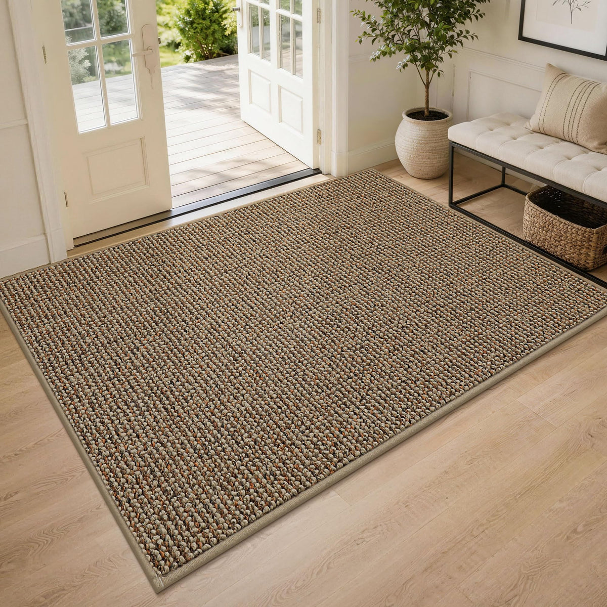 BEQHAUSE Dirt Trapper Door Mat 20" x 32", Non-Slip Washable Doormats, Beige