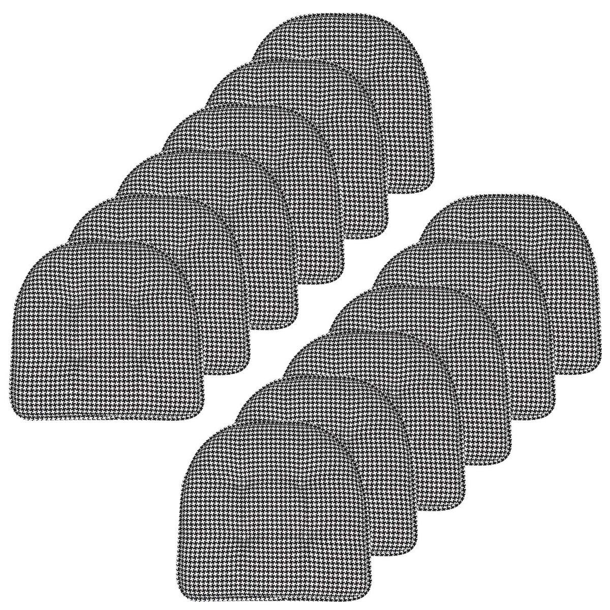 Sweet Home Collection Chair Cushion Memory Foam Pads Tufted Slip Non Skid Rubber Back U-Shaped 17" x 16" Seat Cover, 6 Pack, Checkered Taupe/White