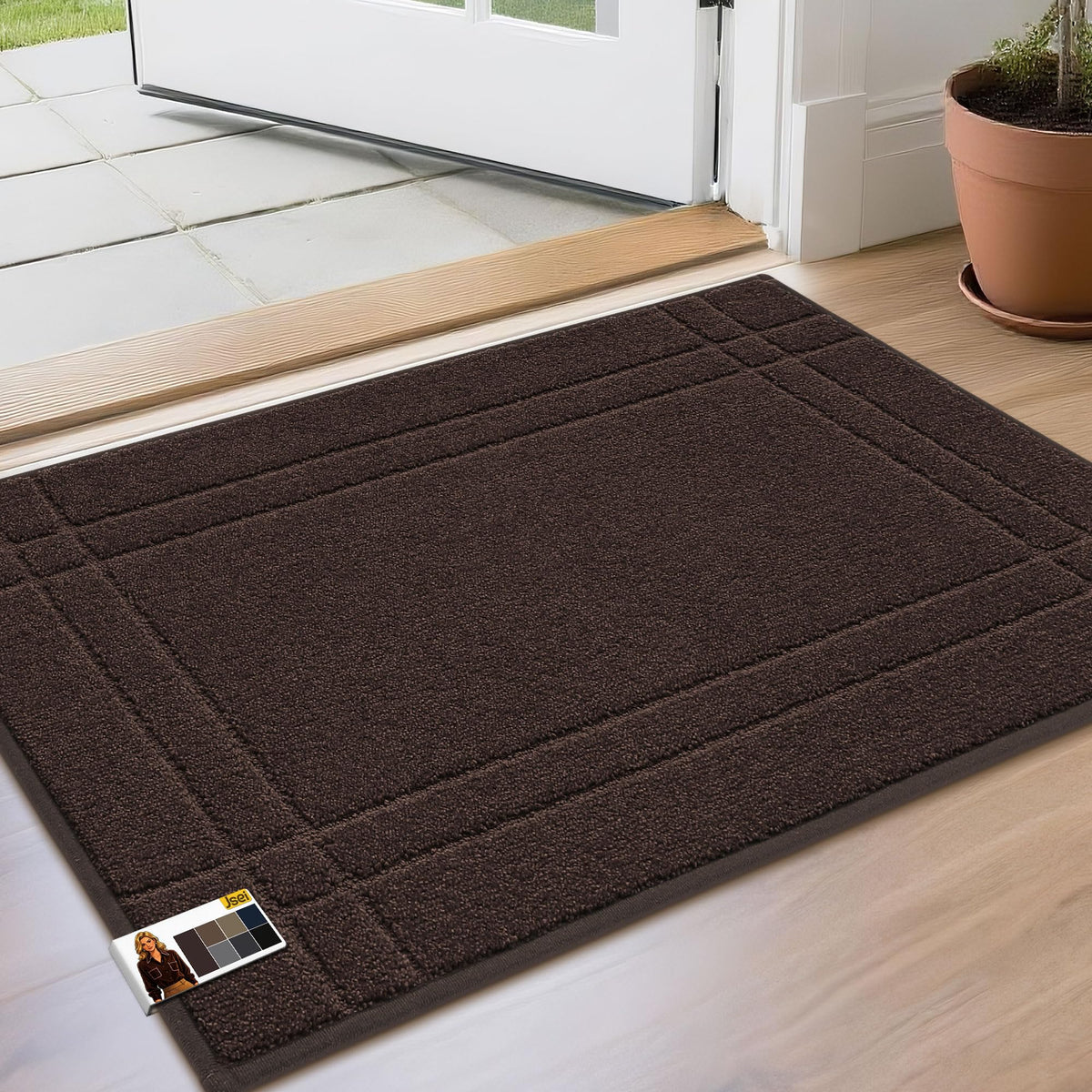 JSEI Door Mat for Entrance 20"x32", Dirt Trapper Doormat, Black