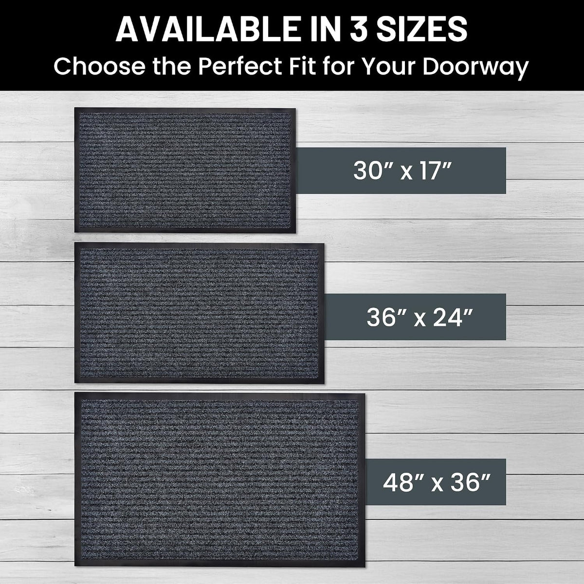 Front Door Mat, Indoor Outdoor Welcome Entryway Doormat, 30x17 Steel Gray