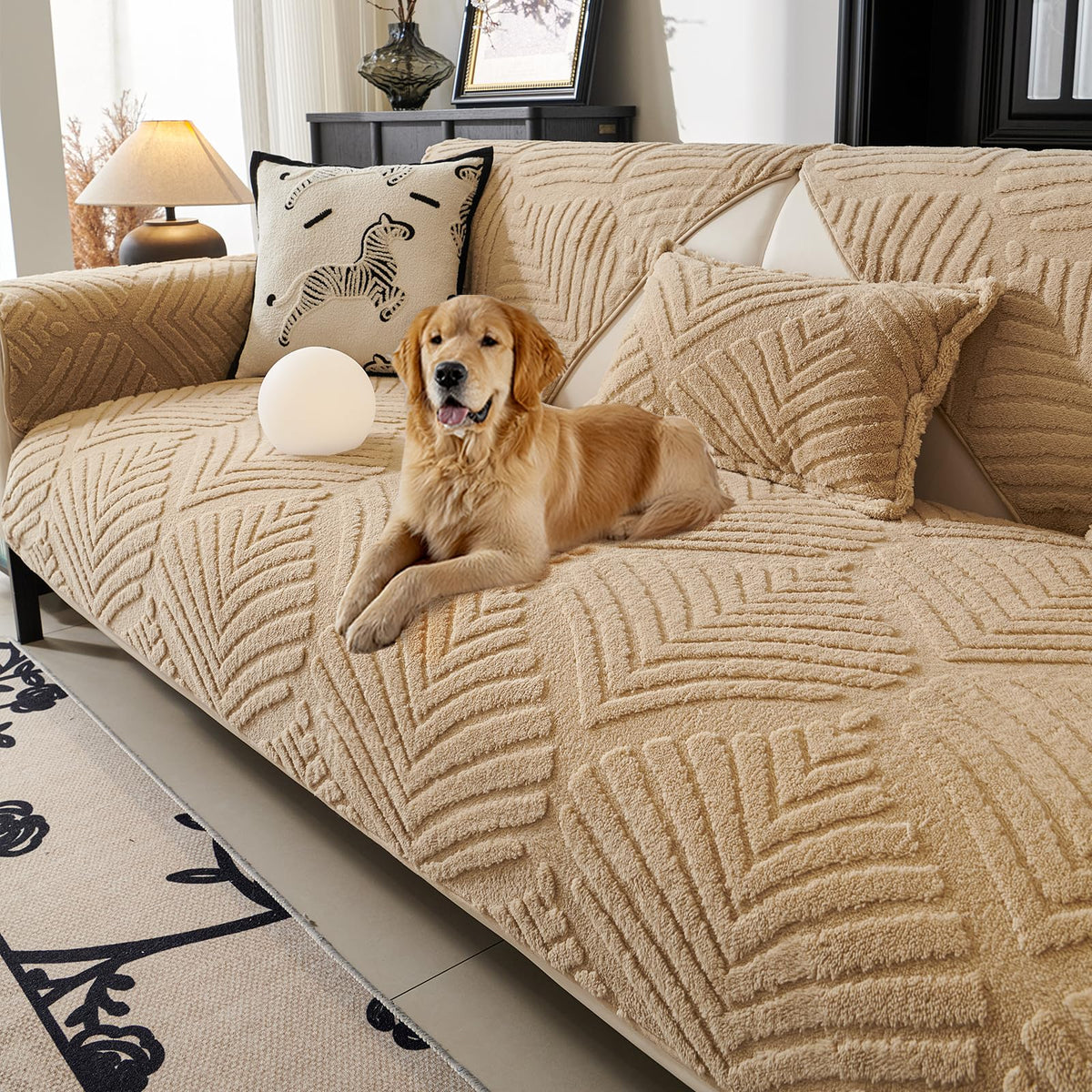 Plush Sofa Cover Washable, Funny Fuzzy Pet Couch Cover for 1 Seat