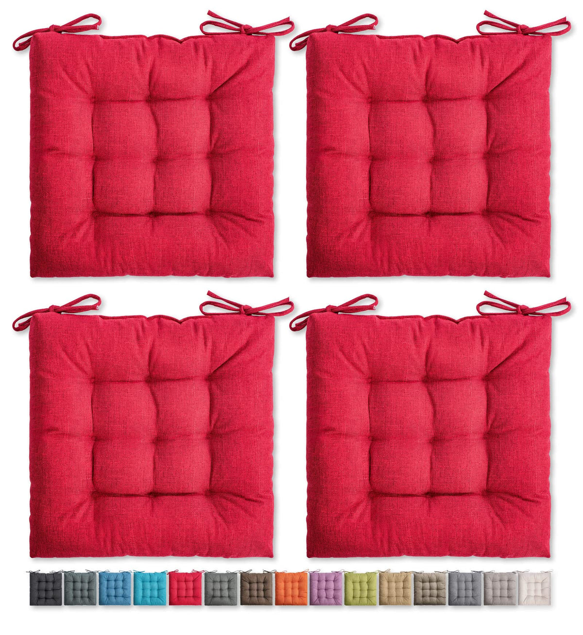 SQUARE MOON 4 Pack Chair Cushions, Seat Cushions, Chair Pads, Chair Mat for Indoor, Outdoor Dining Chair, Kitchen Chairs, Dining Room Chairs (16" × 16" × 4 Pack, Orange)