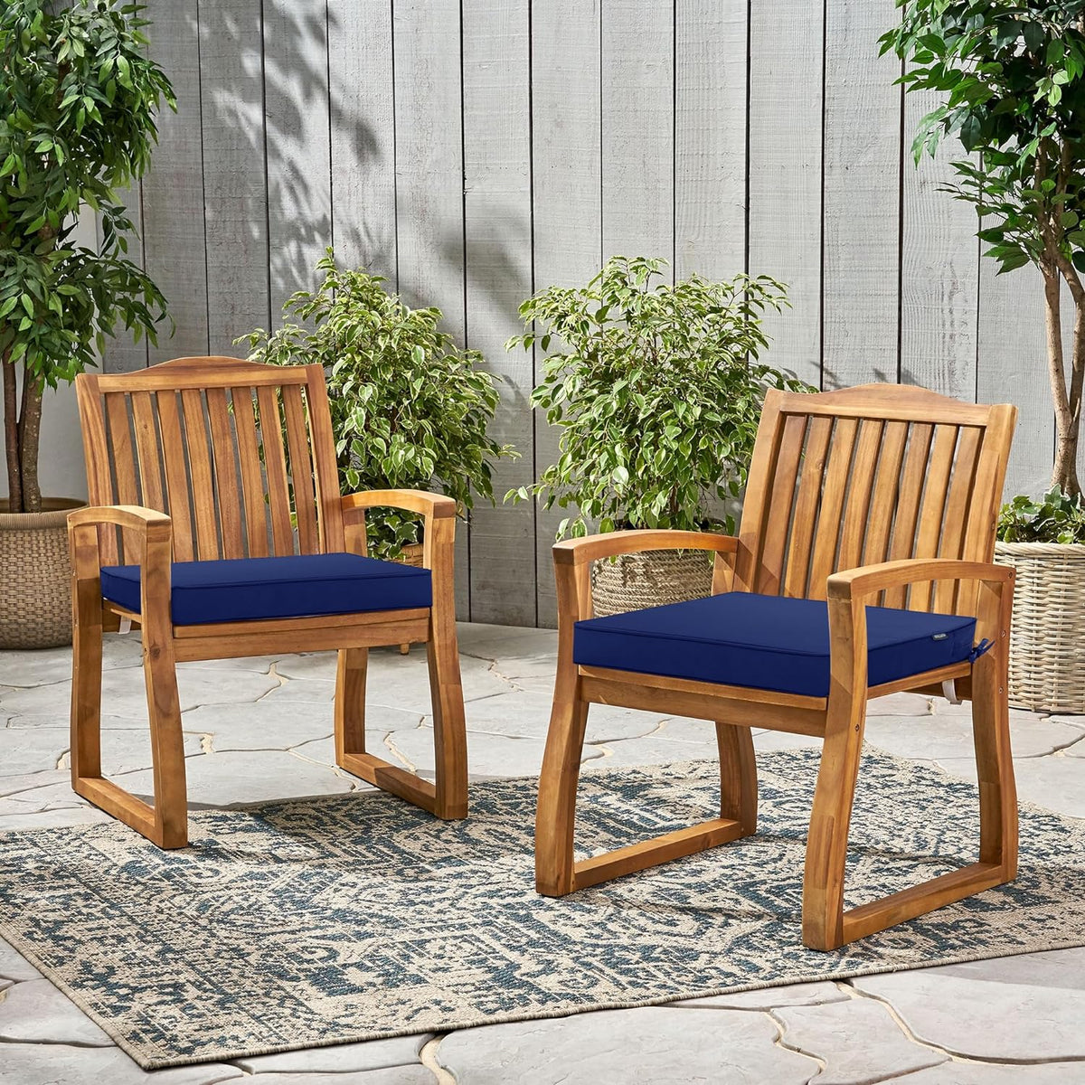 Outdoor Chair Cushions Set of 2, 19 x 19 x 3 Inch Seat Pads