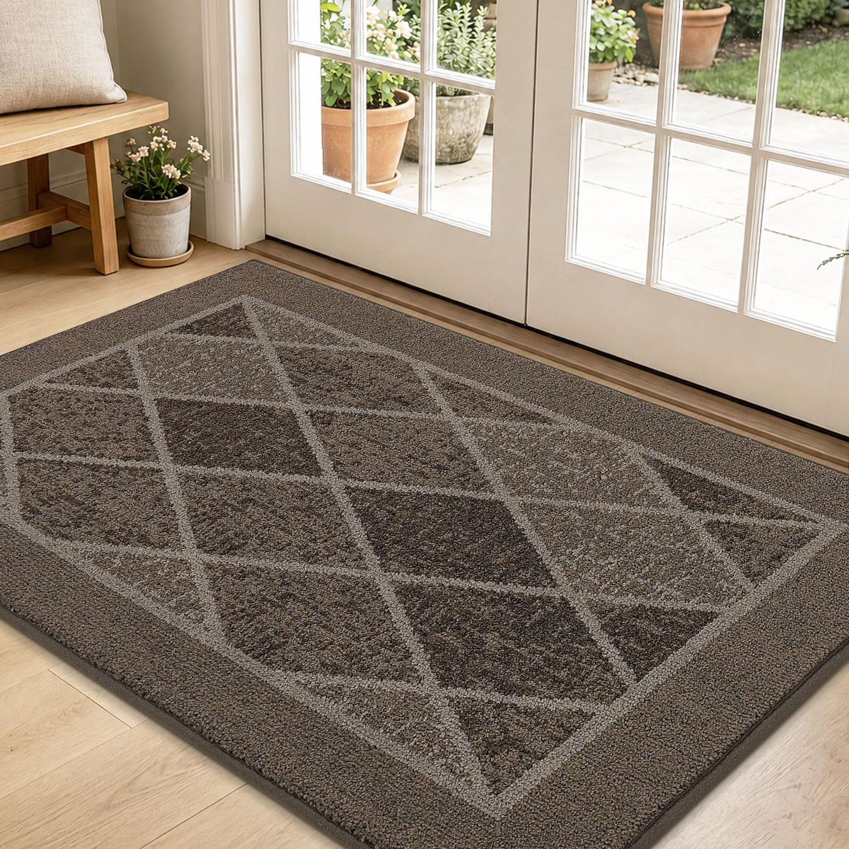 BEQHAUSE Dirt Trapper Door Mat 24" x 36", Doormat Non-Slip, Dark Grey