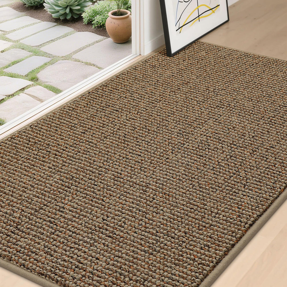 BEQHAUSE Dirt Trapper Door Mat 24" x 36", Non-Slip Washable Doormats, Beige