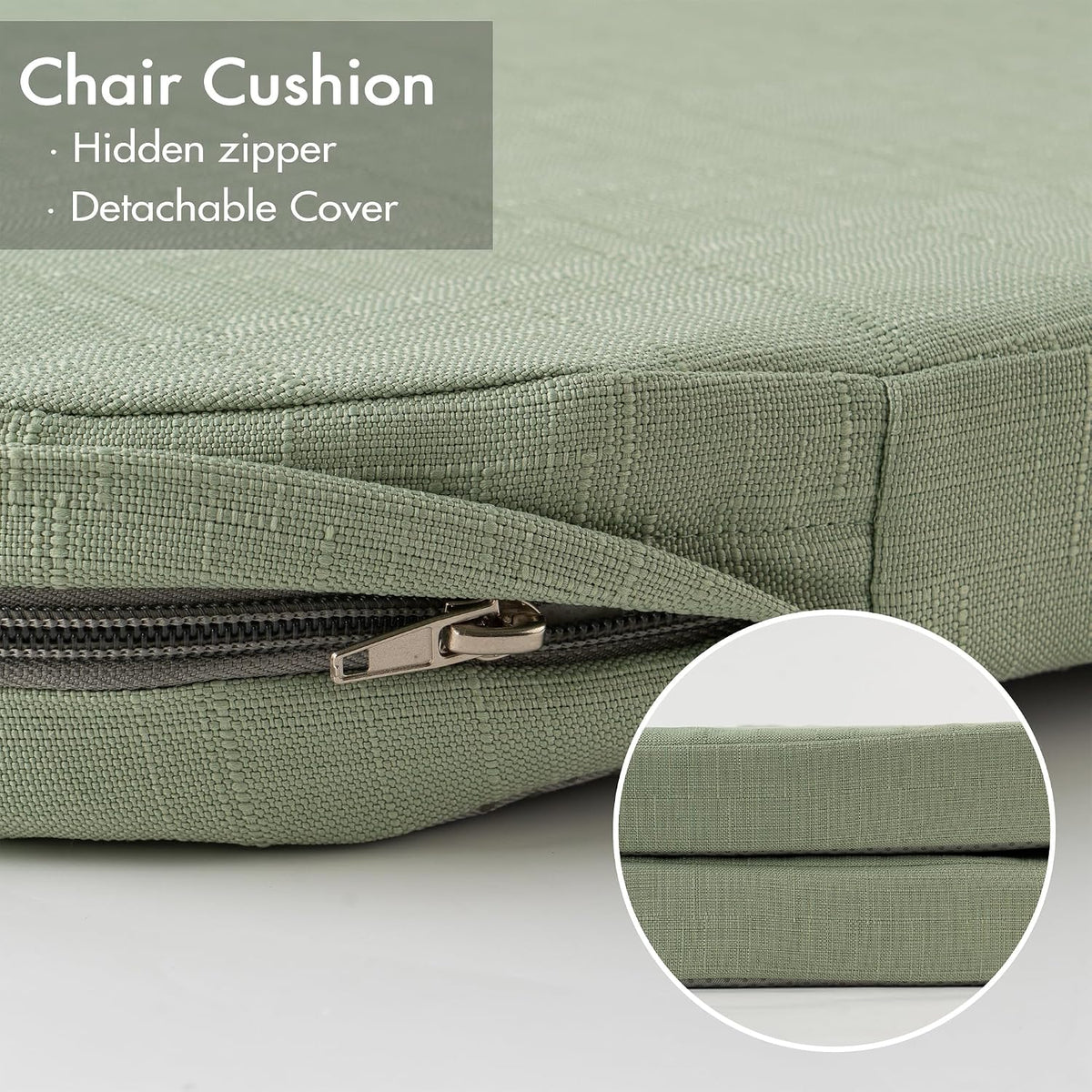 Battilo Chair Cushions for Dining Chairs, 16"x16"x2", Set of 2, Sage Green