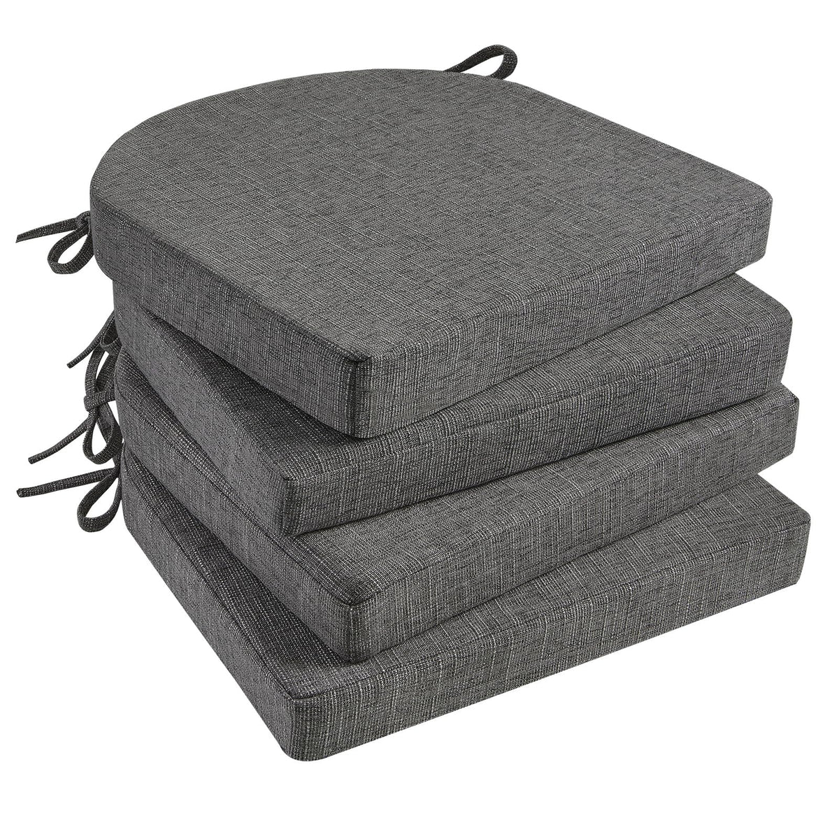 Basic Beyond Chair Cushions for Dining Chairs 4 Pack, Kitchen Chair Cushions with Ties and Non Slip Backing, 16 x 16 inches Chair Pads for Dining Chairs (Black)