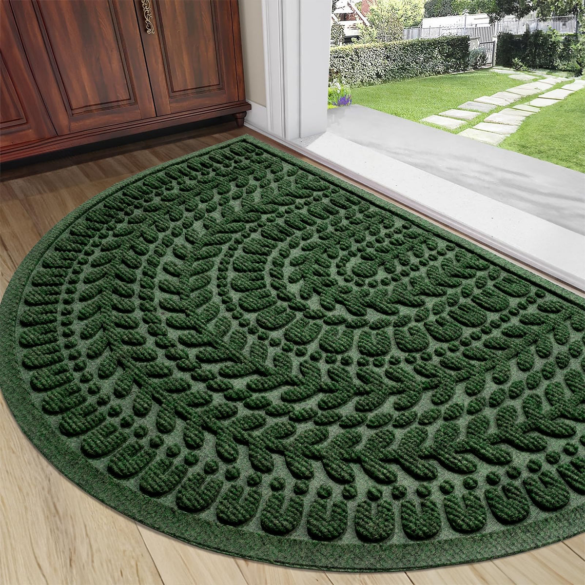 RORA Half Circle Door Mat Front Door Mat Outside Entrance Welcome Mat 17x30