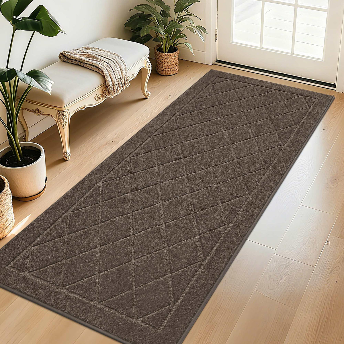BEQHAUSE Dirt Trapper Door Mat 24" x 36", Doormat Non-Slip, Dark Grey