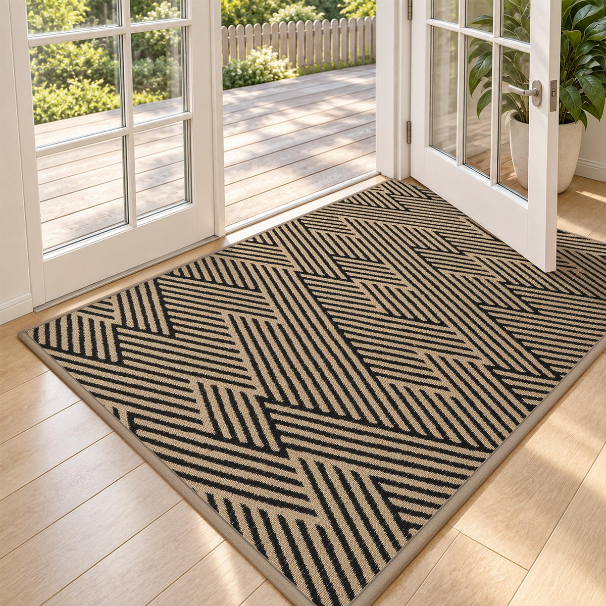 Front Door Mat Indoor Outside Entrance Non-Slip Mats Brown 17"x30"
