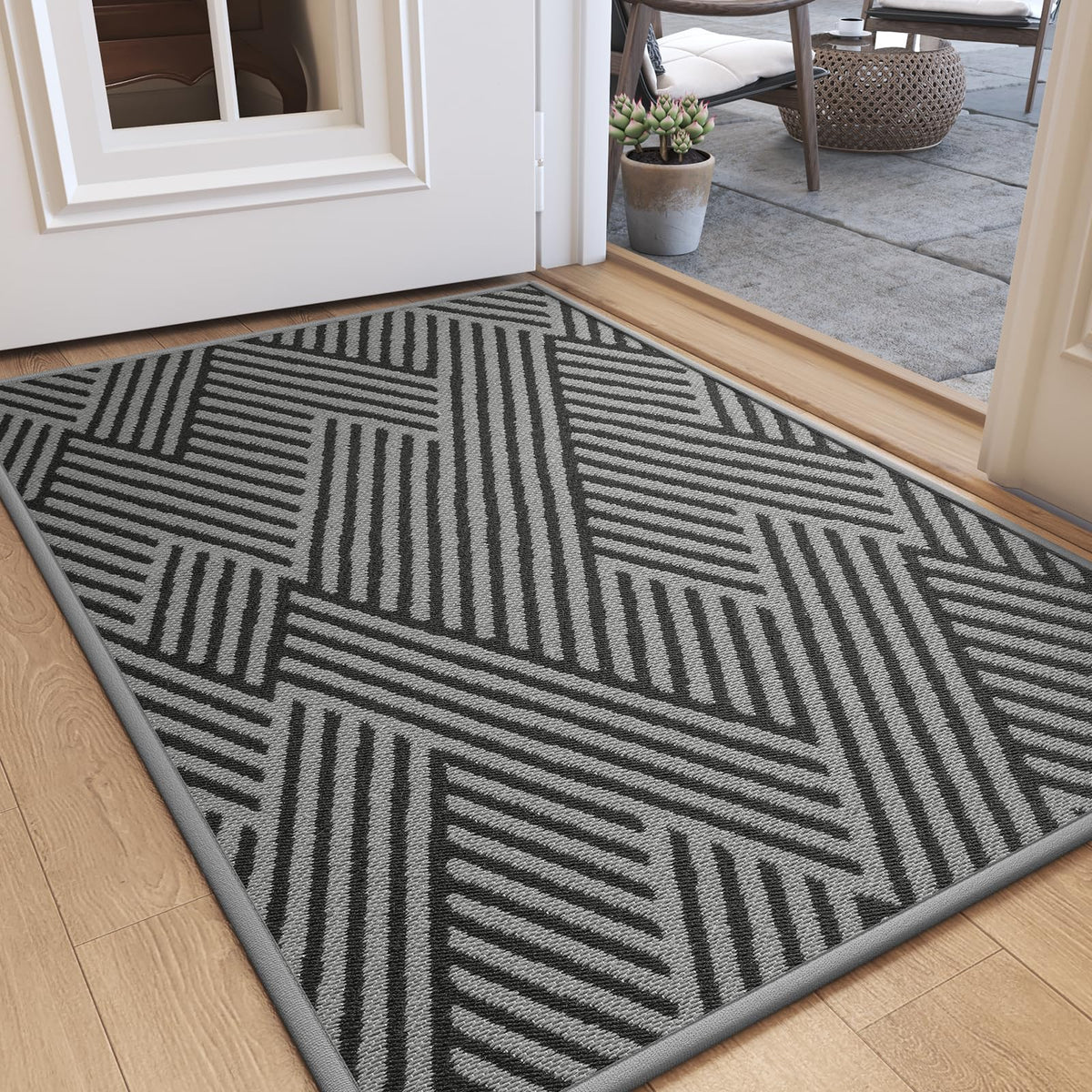Front Door Mat Indoor Outside Entrance Non-Slip Mats Brown 17"x30"