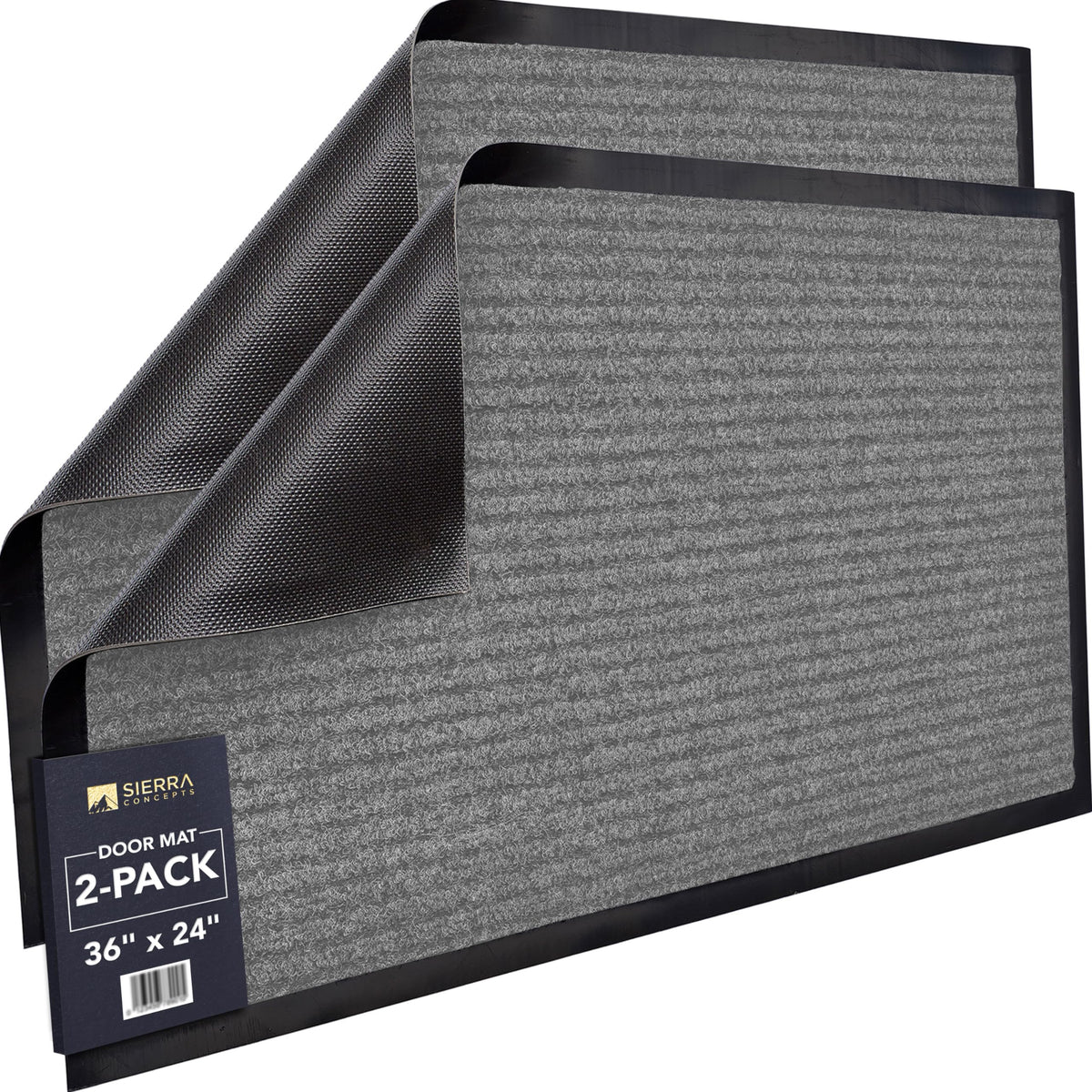 Front Door Mat, Indoor Outdoor Welcome Entryway Doormat, 30x17 Steel Gray