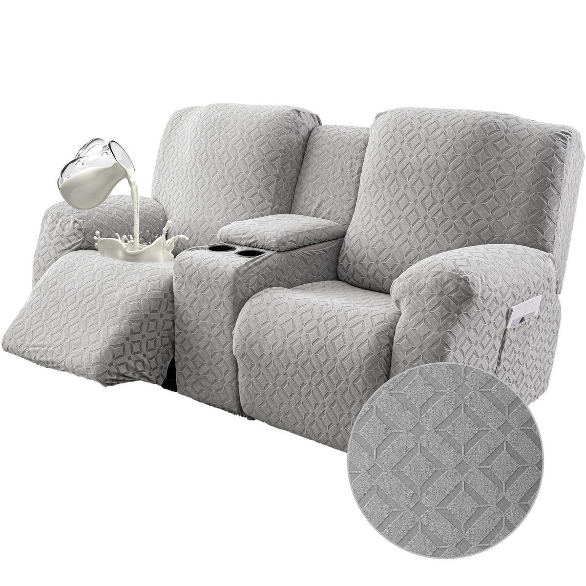 Gennia Waterproof Recliner Sofa Cover,3 Seat Couch Cover,Dark Gray