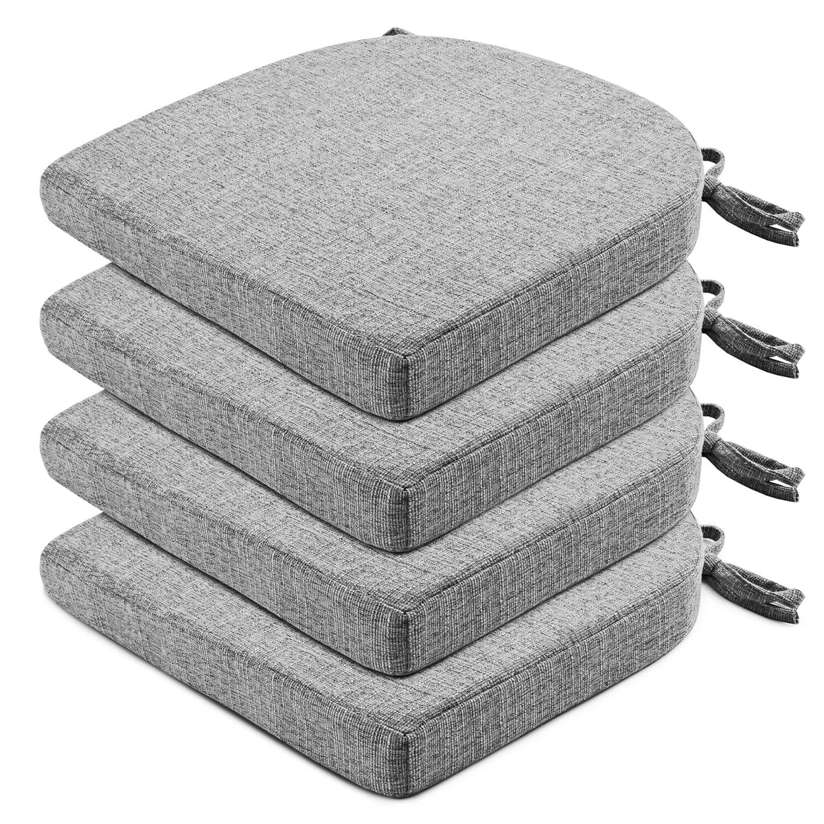 Wellsin Chair Cushions for Dining Chairs 6 Pack - Kitchen Chair Cushions with Ties and Non-Slip Backing - Dining Chair Pads 16"X16"X2", Dark Gray