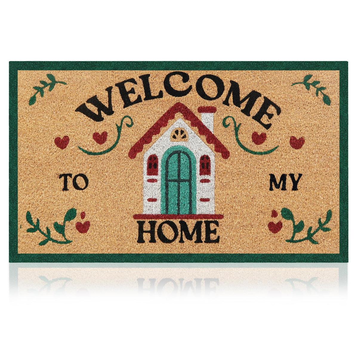 Coir Welcome Mat, Non-Slip, Welcome Daisy, 17 x 29 in