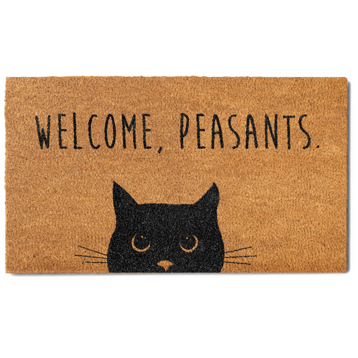 Welcome Peasants Black Cat Doormat Porch 30x17 Inch, Funny Welcome Mat