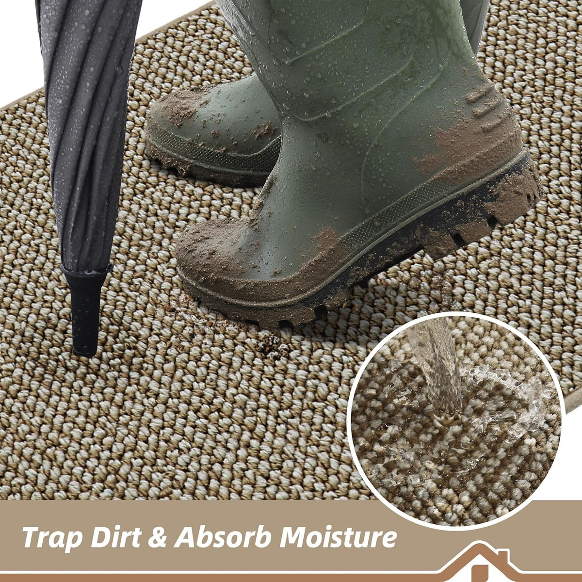 BEQHAUSE Dirt Trapper Door Mat 20" x 32", Non-Slip Washable, Light Beige