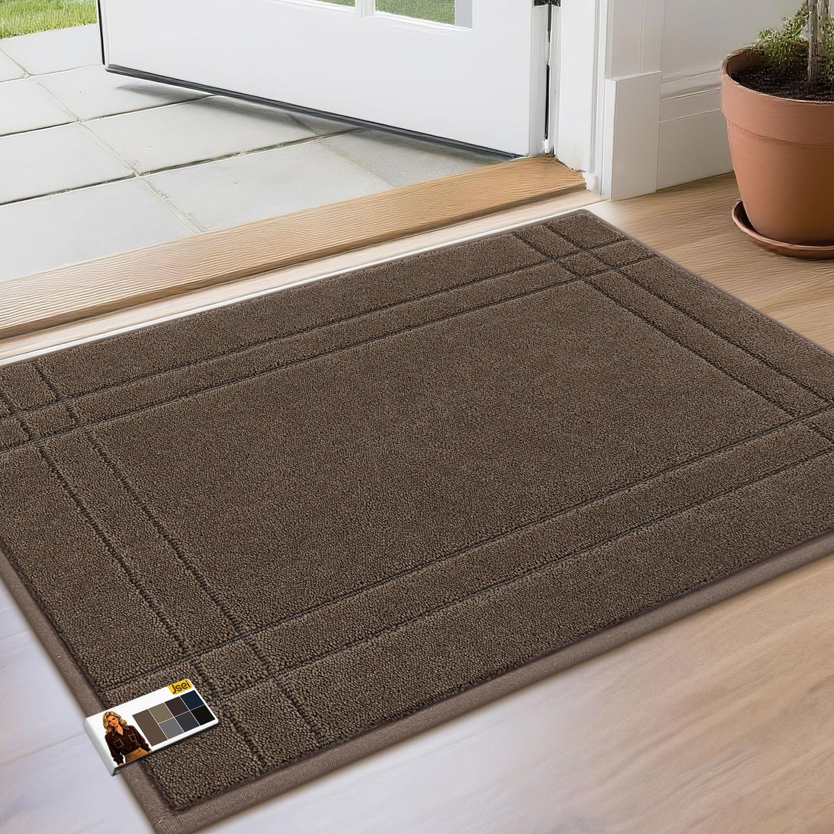 JSEI Door Mat for Entrance 20"x32", Dirt Trapper Doormat, Black