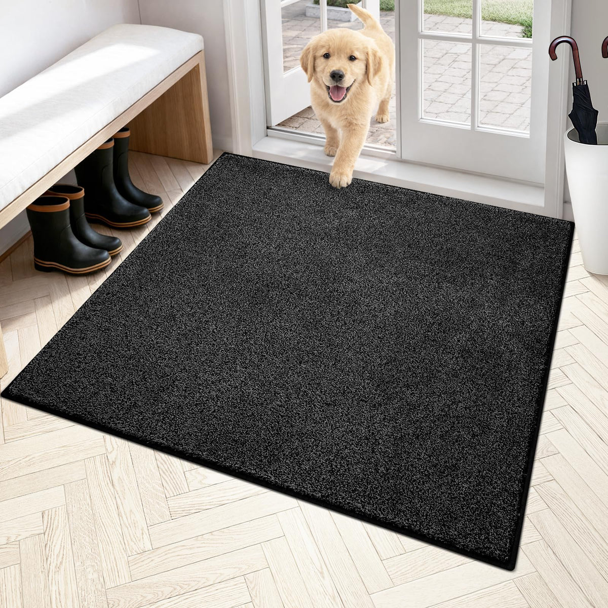 PURRUGS Dirt Trapping Indoor Door Mat, 24" x 35.5", Charcoal