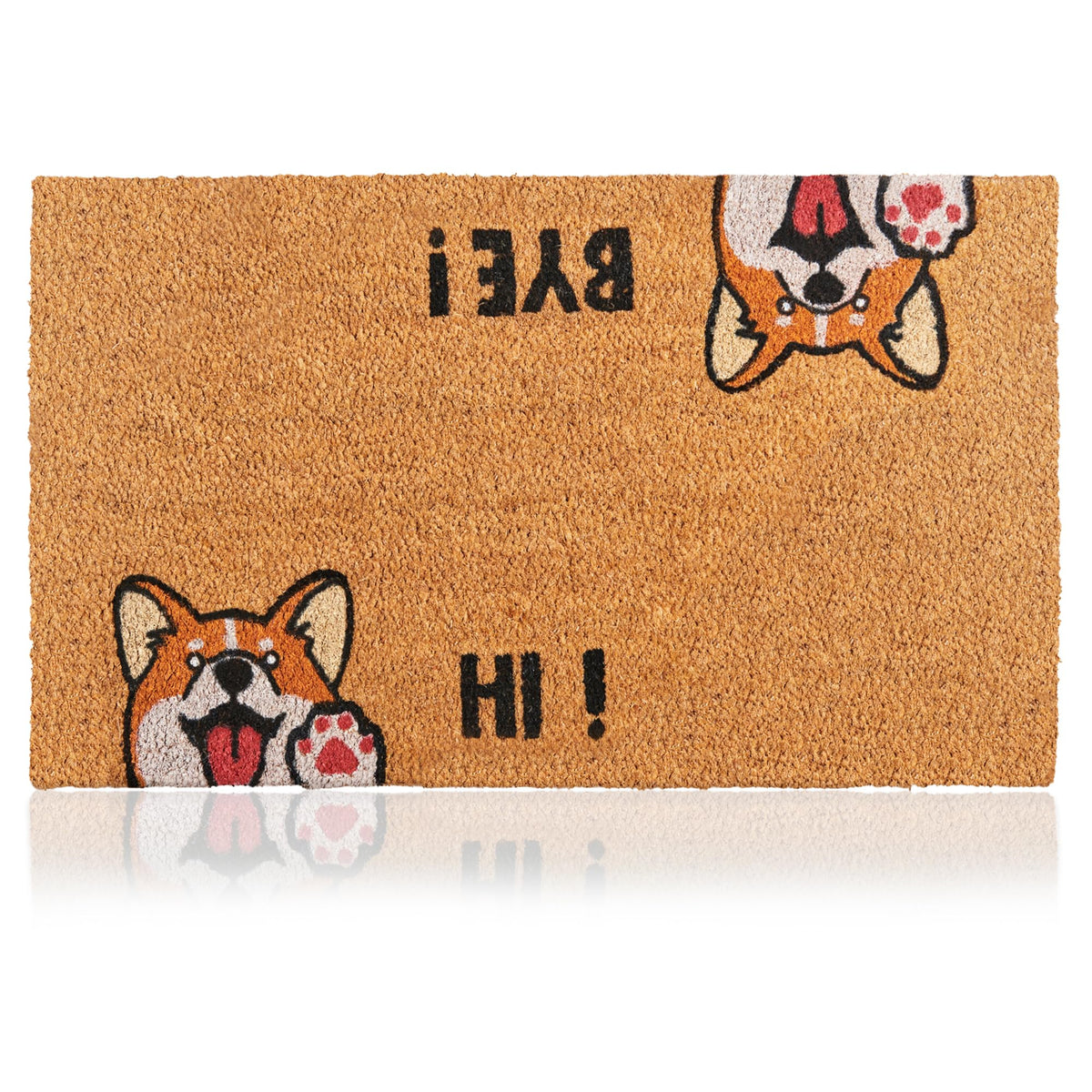 Coir Welcome Mat, Non-Slip, Hi-Bye Cat, 17 x 29 in
