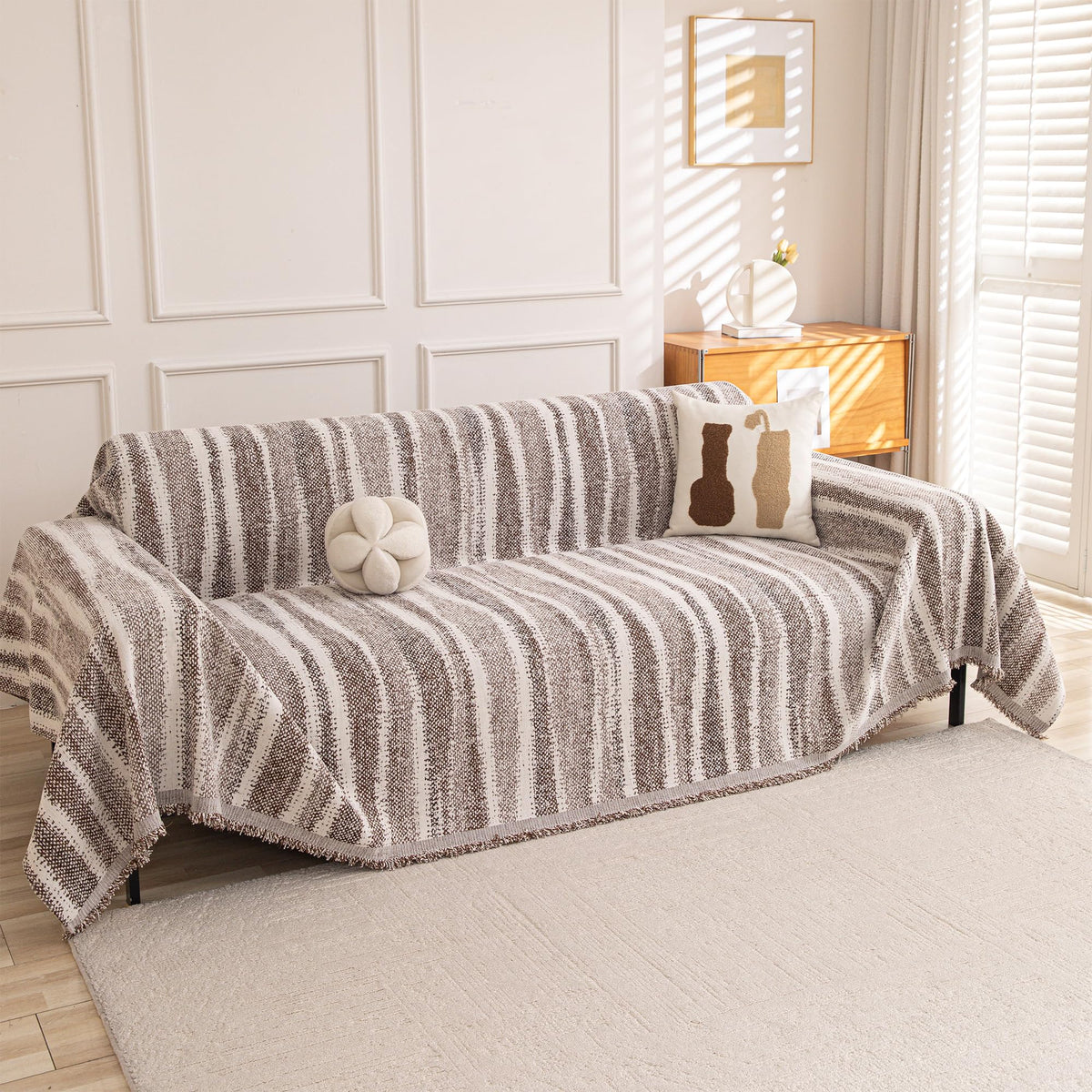 MEETSKY Couch Covers for Dogs, Washable Couch Covers, Pet Sofa Covers for 3 Cushion Couch, Chenille Thick Sectional Couch Cover Blanket Modern Furniture Protector Covers, 91" x 134", Dark Grey