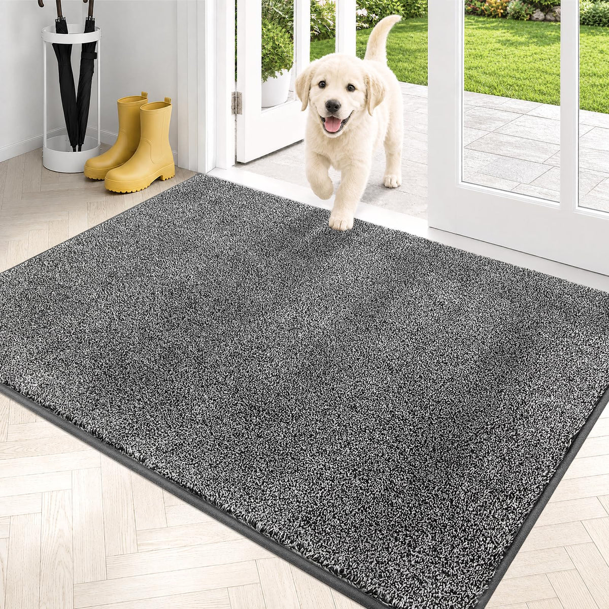 PURRUGS Dirt Trapping Indoor Door Mat, 24" x 35.5", Charcoal