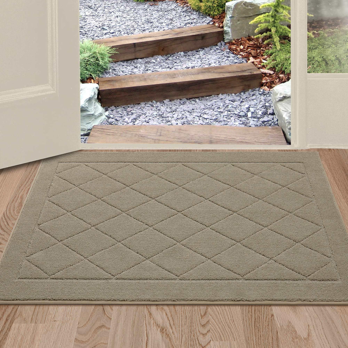 BEQHAUSE Dirt Trapper Door Mat 24" x 36", Doormat Non-Slip, Dark Grey