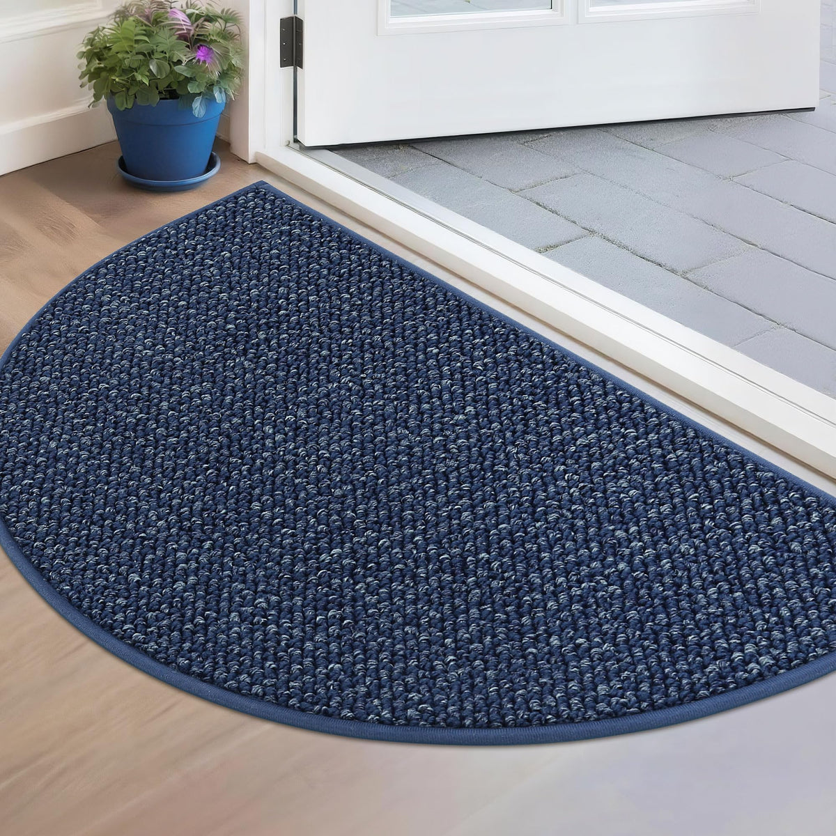 BEQHAUSE Dirt Trapper Door Mat 17" x 30" Half Circle Non Slip Rugs, Taupe