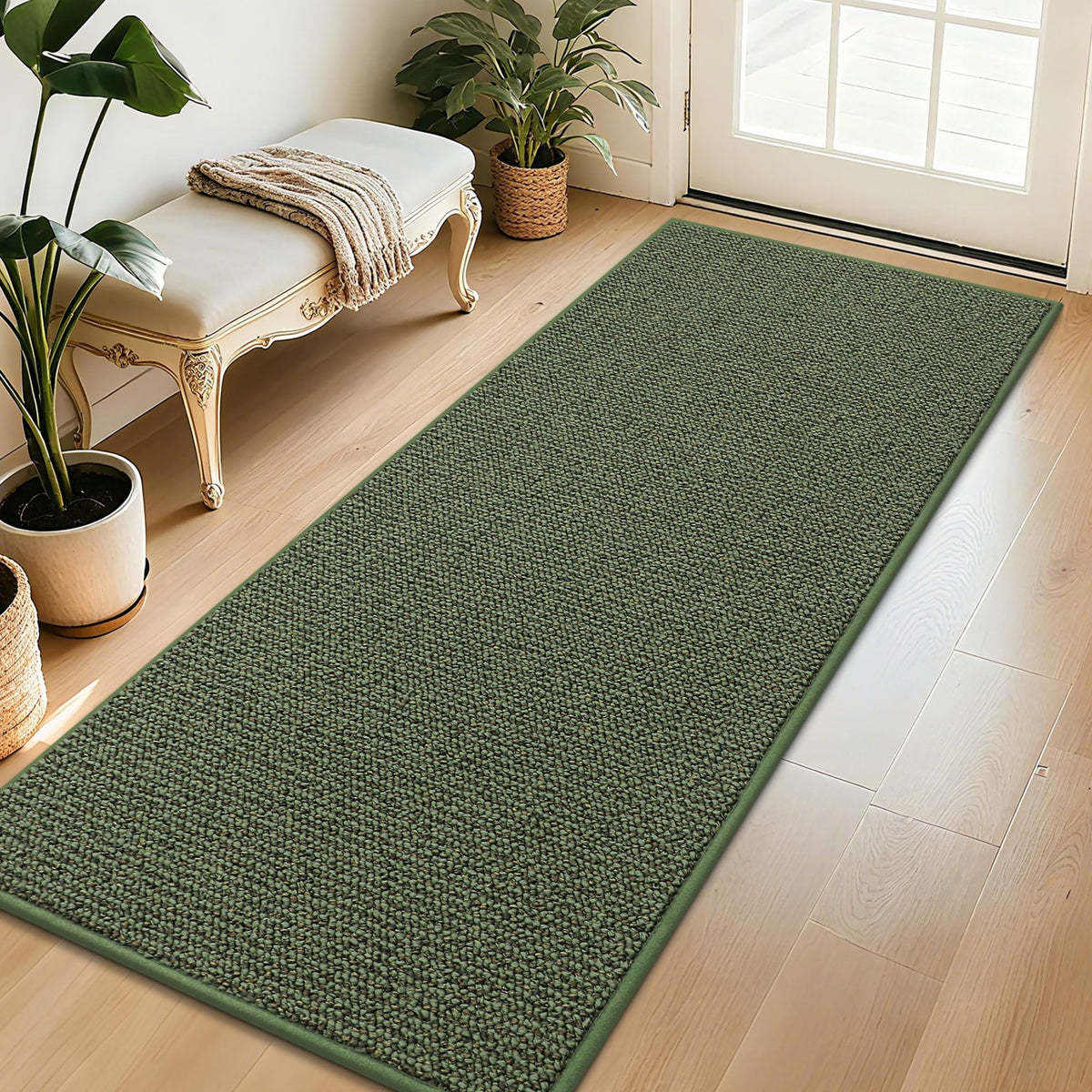 BEQHAUSE Dirt Trapper Door Mat 20" x 32", Non-Slip Washable Doormats, Beige