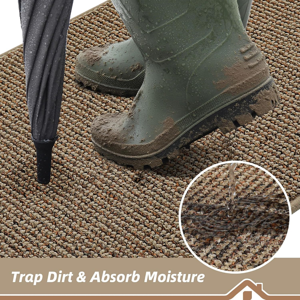 BEQHAUSE Dirt Trapper Door Mat 32" x 48", Non-Slip Washable Doormats, Beige