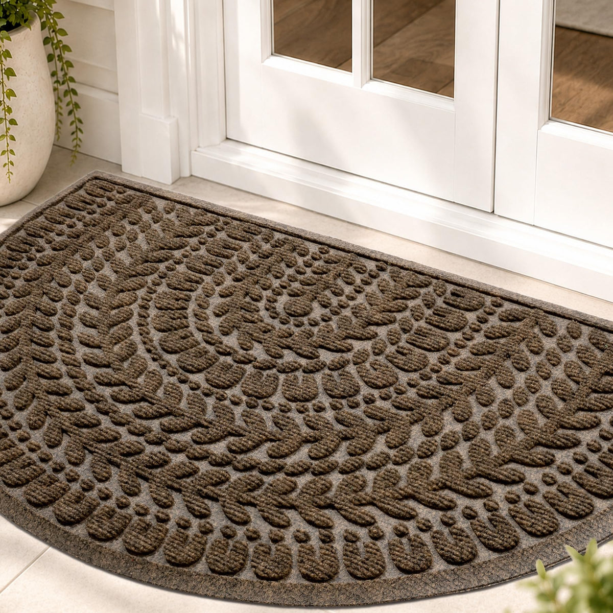 RORA Half Circle Door Mat Front Door Mat Outside Entrance Welcome Mat 17x30