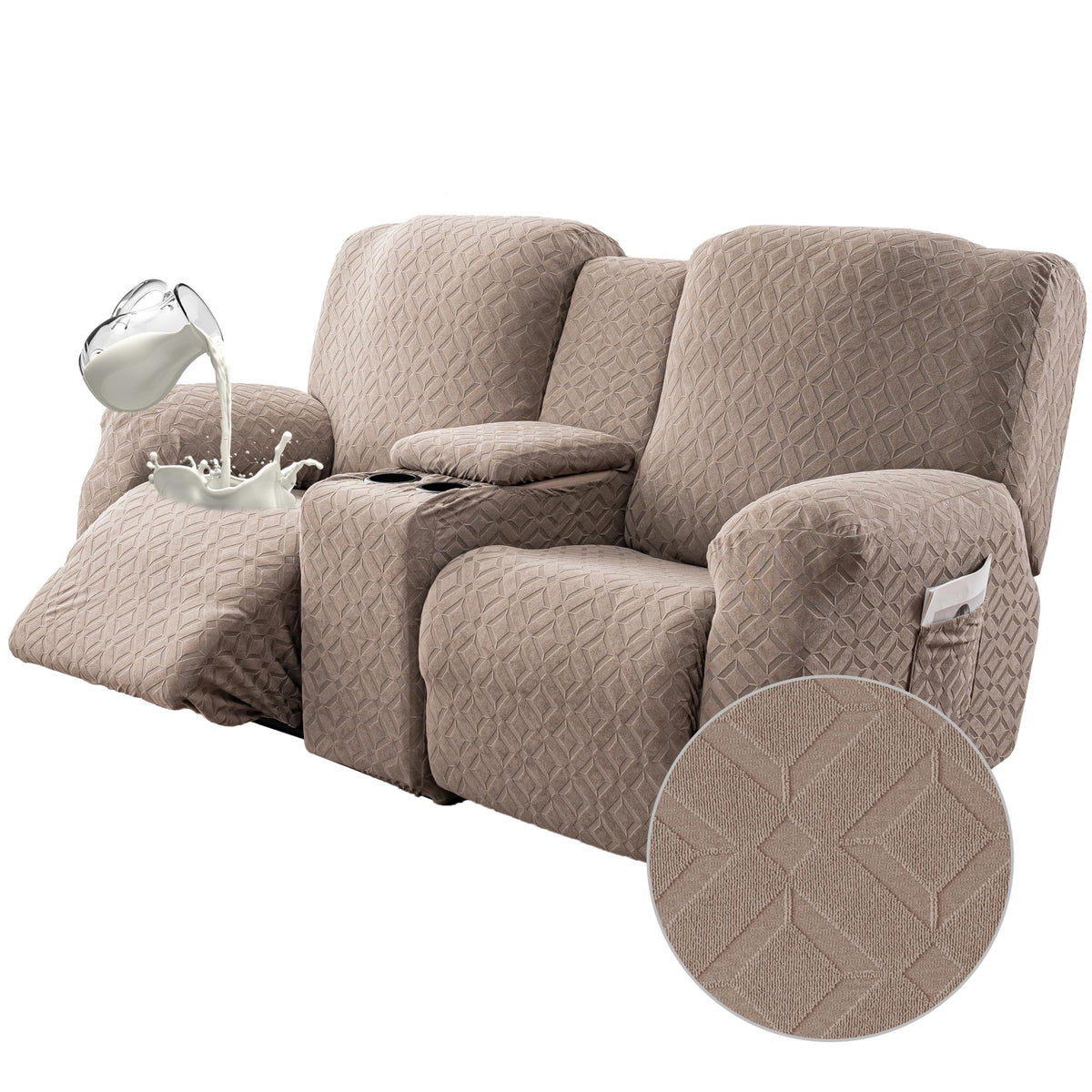 Gennia Waterproof Recliner Sofa Cover,3 Seat Couch Cover,Dark Gray