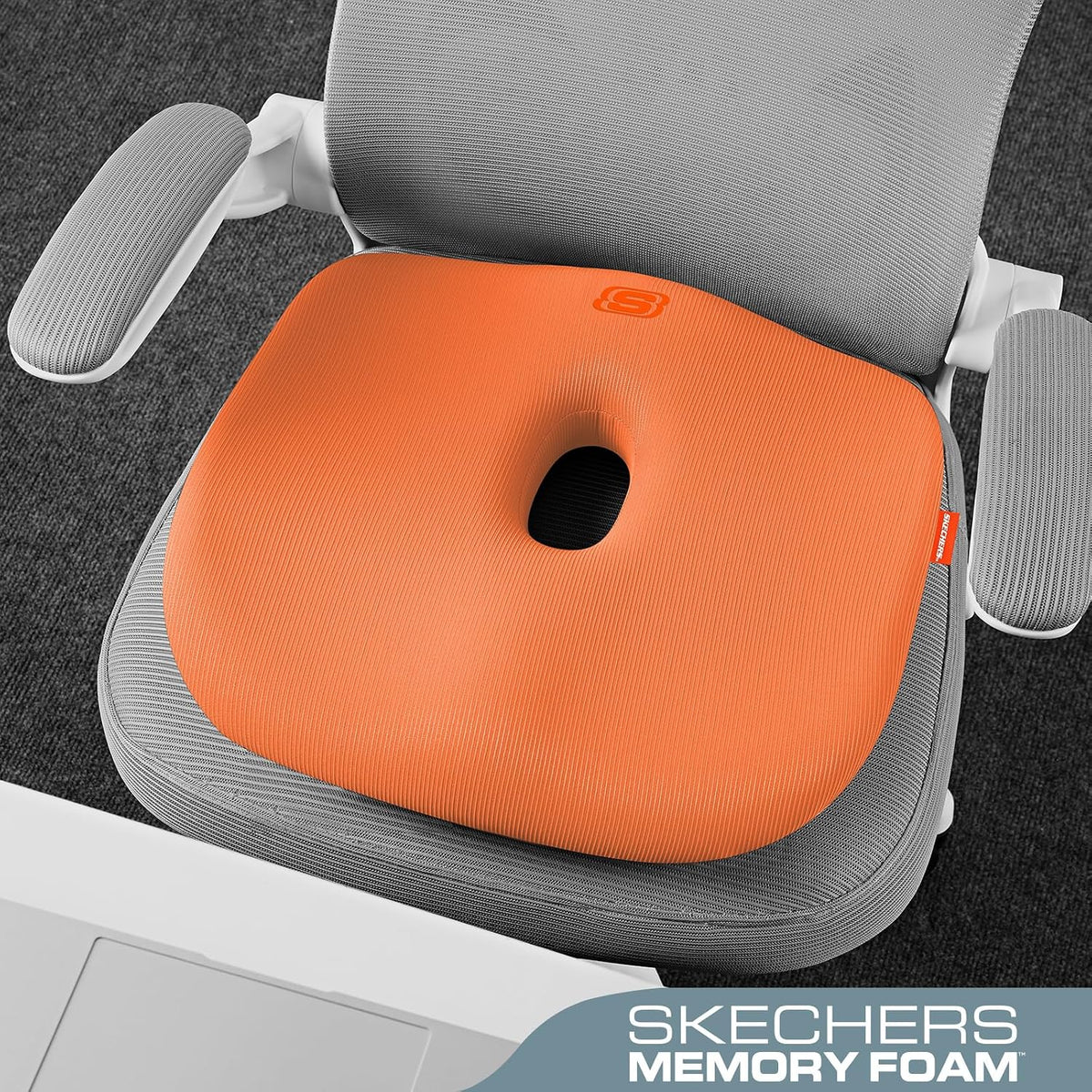 Skechers Seat Cushion Memory Foam,Donut Pillow Office Chair Cushion for Tailbone Pain Relief,Butt Pillow for Office Chair,Car seat Cushion,Long Sitting Office Workers,and Car Drivers,Orange