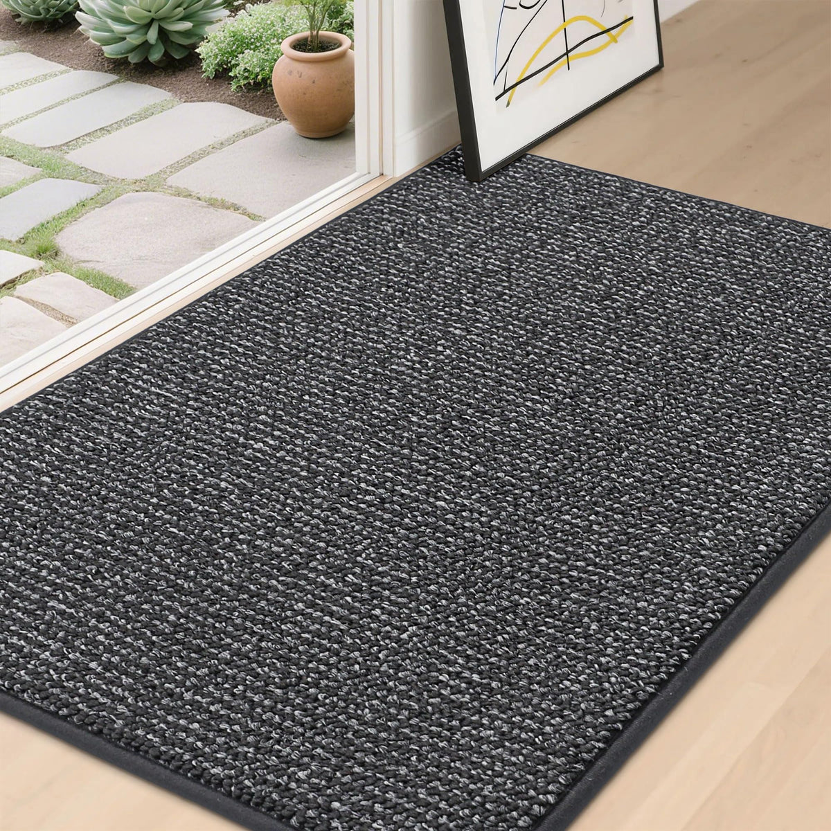 BEQHAUSE Dirt Trapper Door Mat 24" x 36", Non-Slip Washable Doormats, Beige
