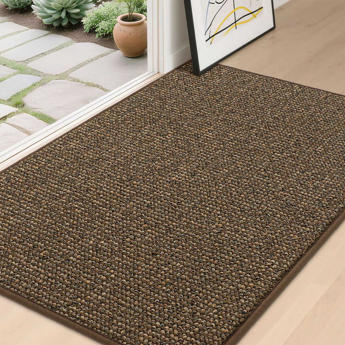 BEQHAUSE Dirt Trapper Door Mat 20" x 32", Non-Slip Washable, Light Beige