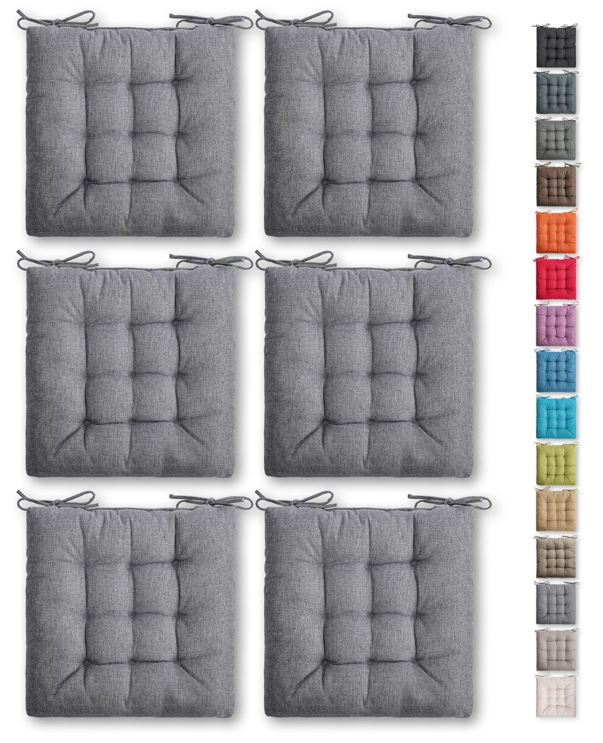 SQUARE MOON 4 Pack Chair Cushions, Seat Cushions, Chair Pads, Chair Mat for Indoor, Outdoor Dining Chair, Kitchen Chairs, Dining Room Chairs (16" × 16" × 4 Pack, Orange)
