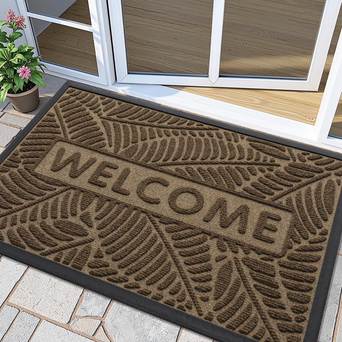 Smiry Welcome Front Door Mat for Outdoor Indoor 29.5x17, All-Season Doormat