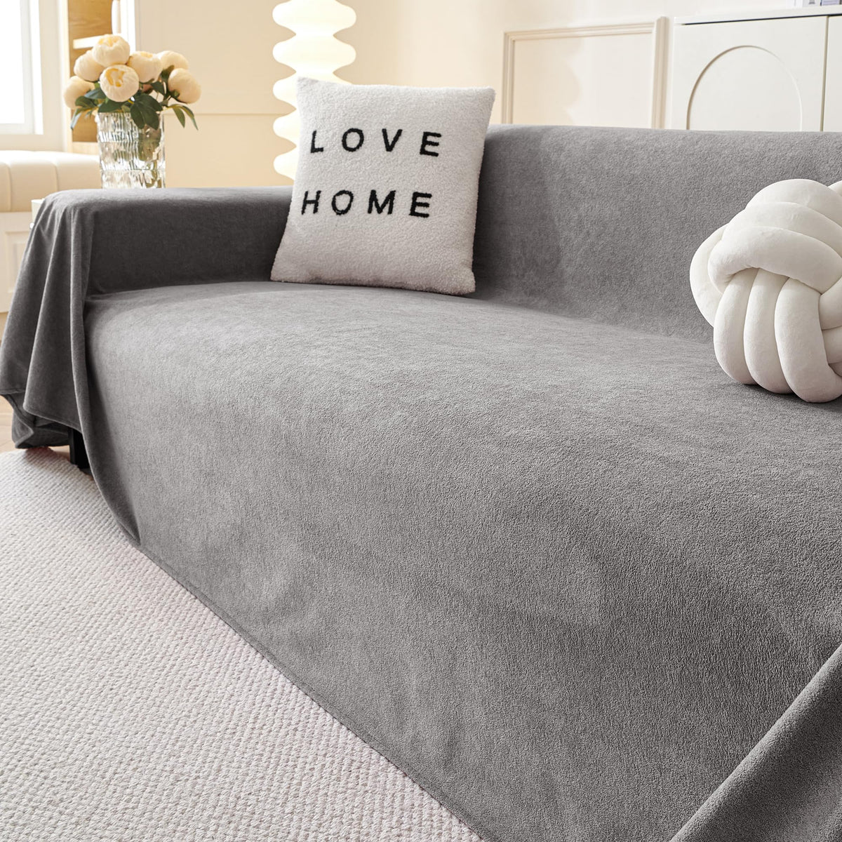 MYSKY HOME Couch Covers for Dogs, Non-Slip Sofa Slipcover, 91"x134", Grey