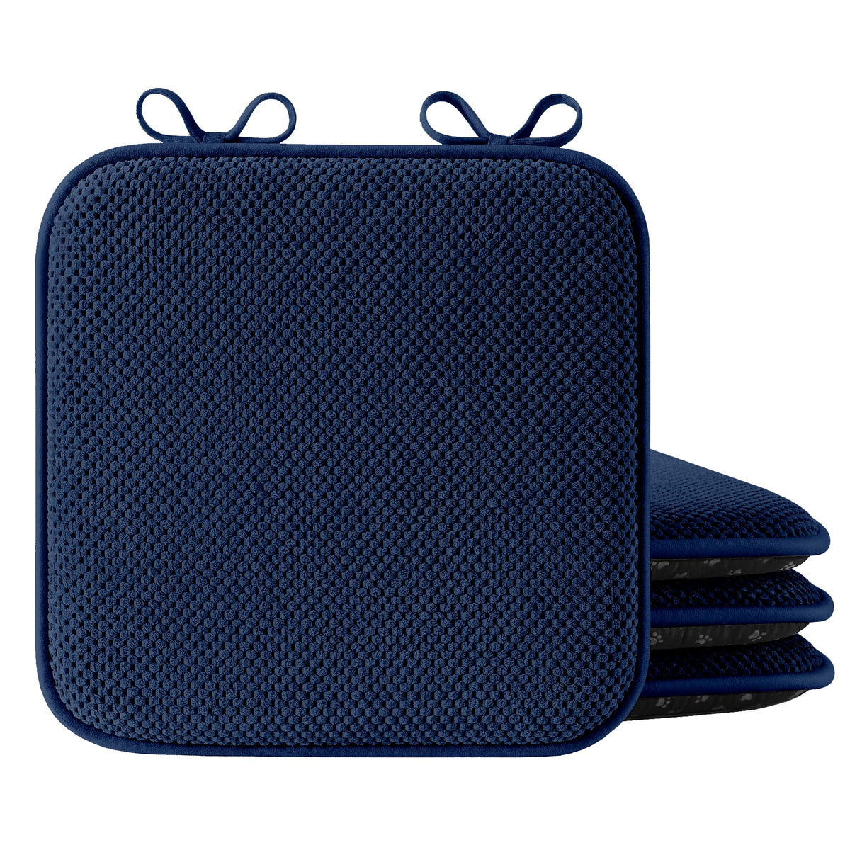 puredown® Chair Cushions for Dining Chairs, Set of 2 Memory Foam Seat Cushions with Non-Slip Backing & Ties, 16" x 16" x 1.5", Comfortable & Supportive Dining Chair Pads for Kitchen, Black