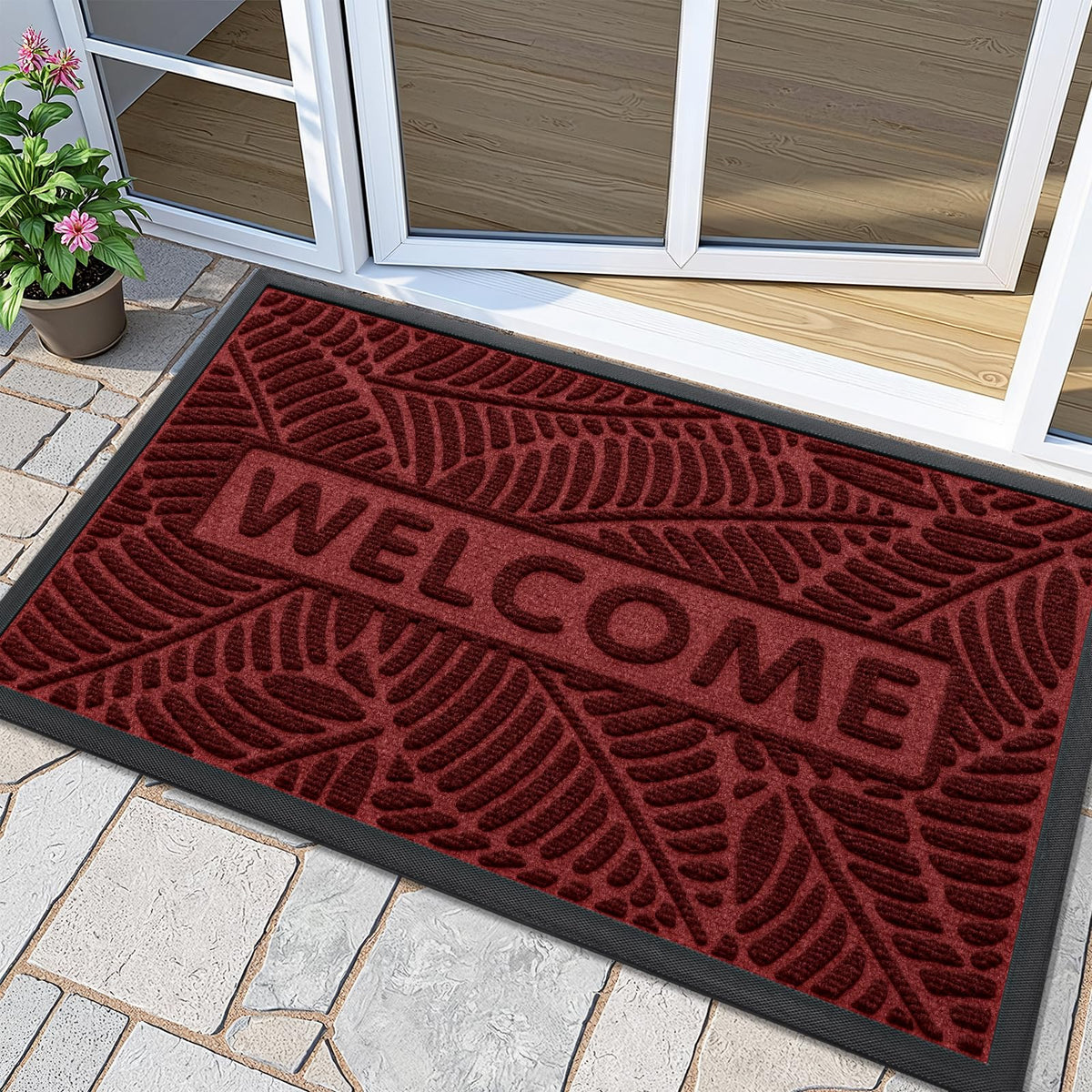 Smiry Welcome Front Door Mat for Outdoor Indoor 29.5x17, All-Season Doormat