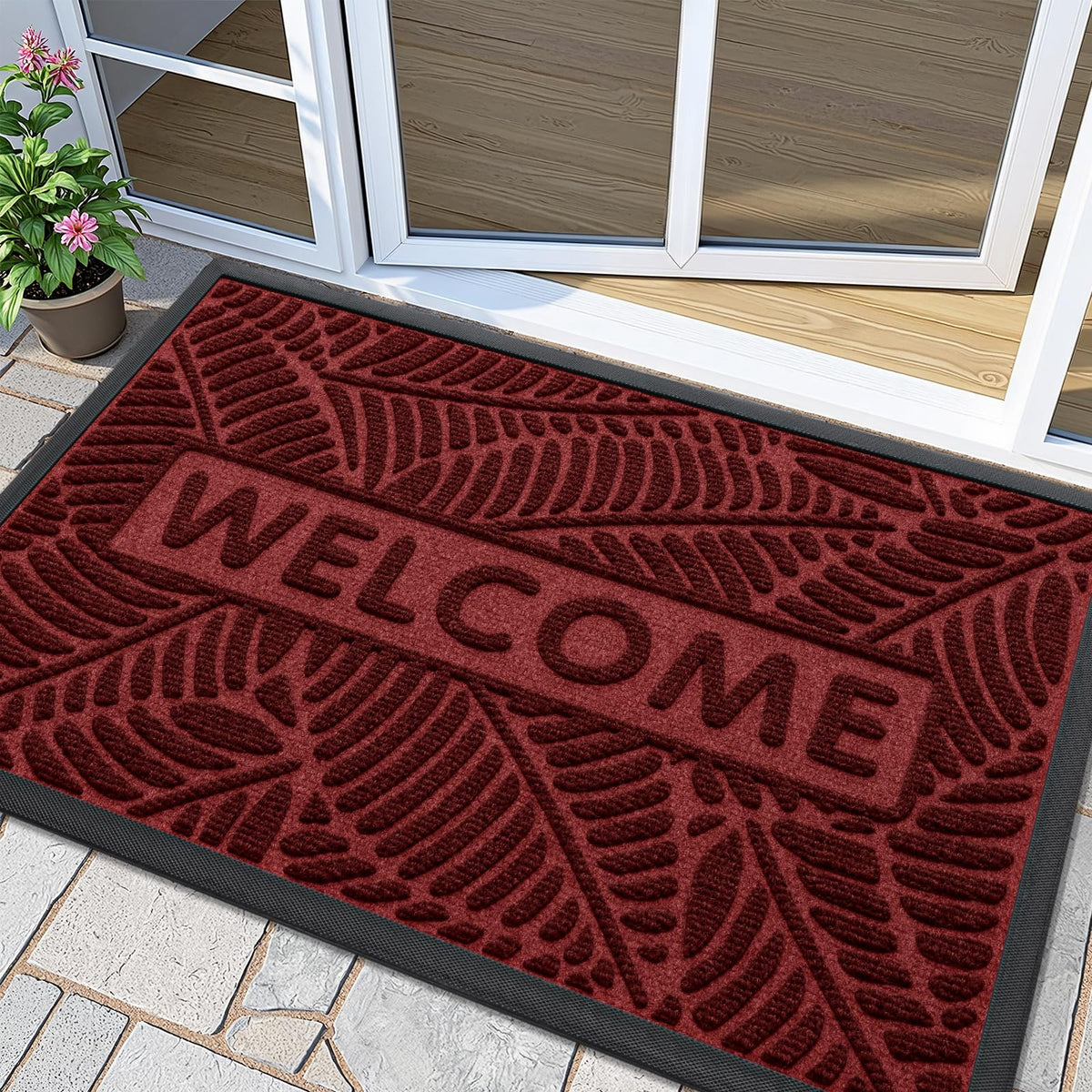 Smiry Welcome Front Door Mat for Outdoor Indoor 29.5x17, All-Season Doormat