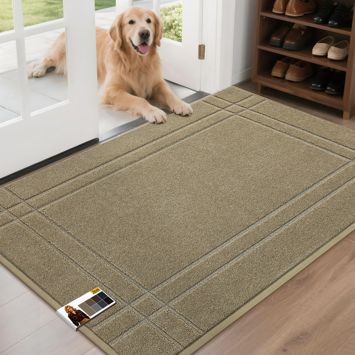 JSEI Door Mat for Entrance 20"x32", Dirt Trapper Doormat, Black