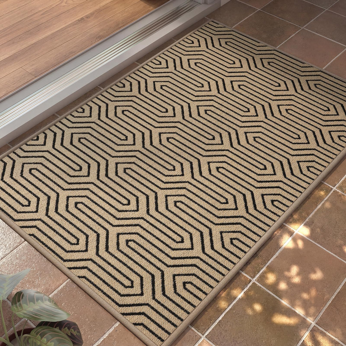 Front Door Mat Indoor Outside Entrance Non-Slip Mats Brown 17"x30"