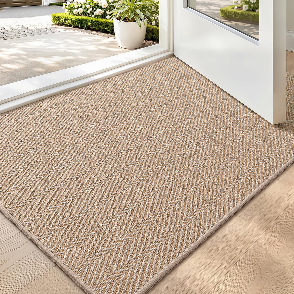 LUMI Ultra Thin Indoor Door Mat 24"x36", Entrance Doormat, Beige