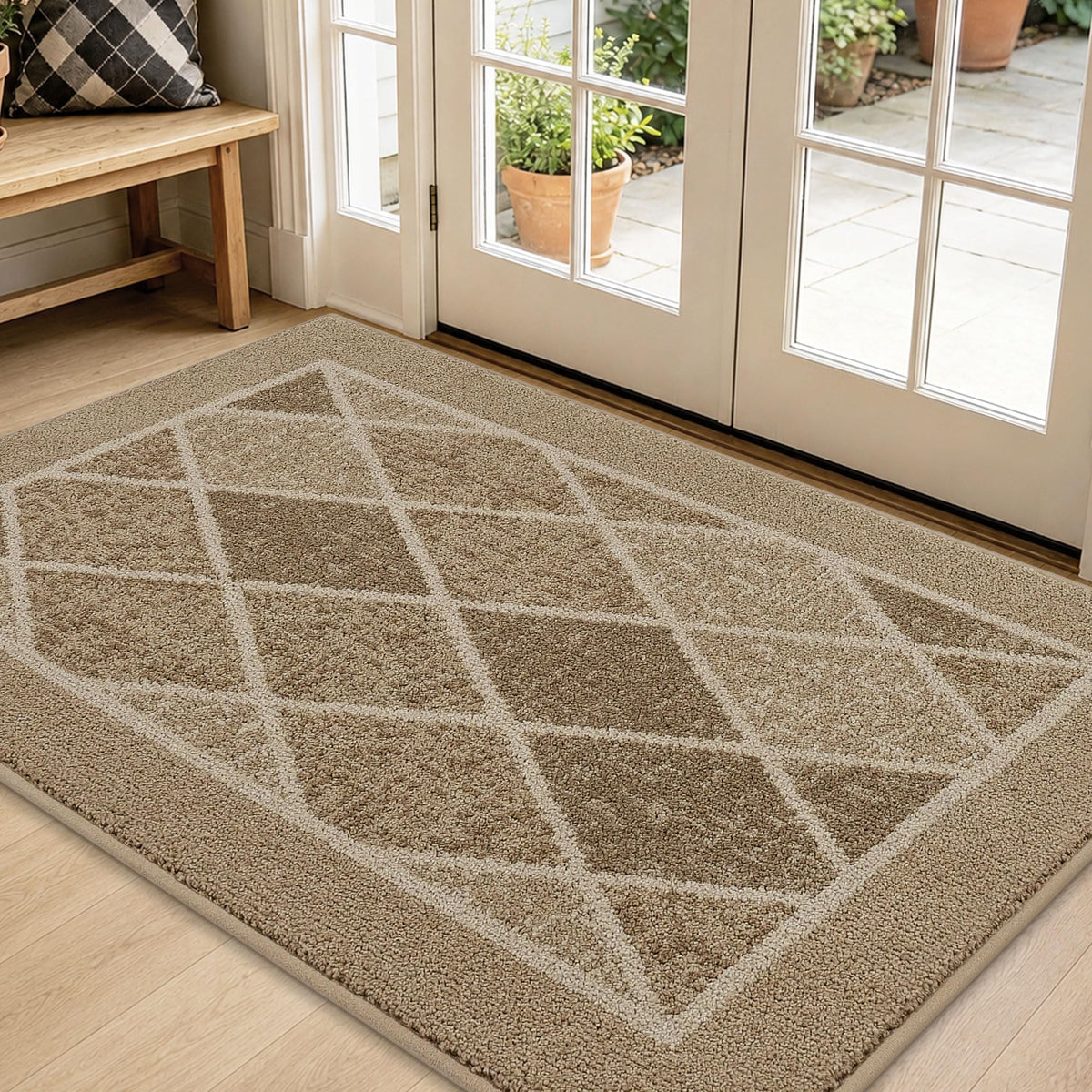 BEQHAUSE Dirt Trapper Door Mat 24" x 36", Doormat Non-Slip, Dark Grey